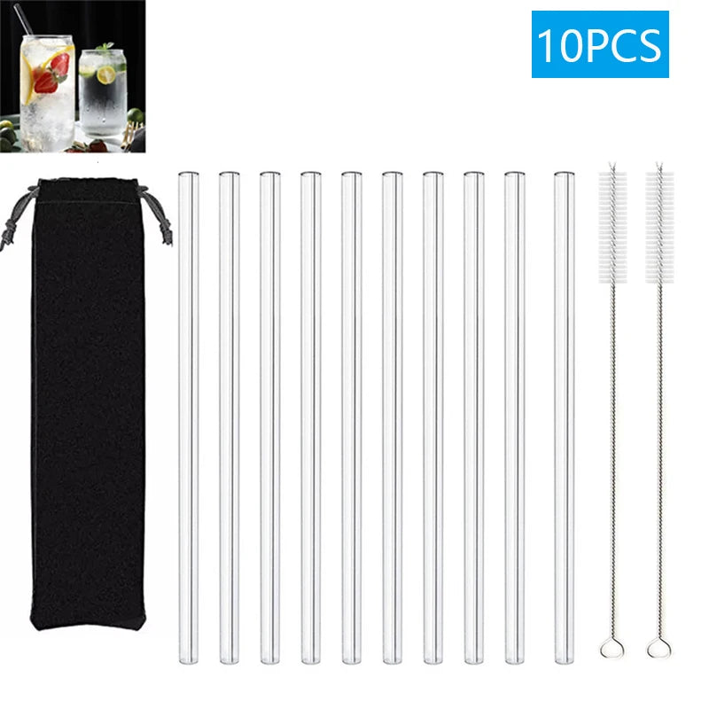 Multipack Glass and Metal Straws with Brushes Eco Friendly Reusable