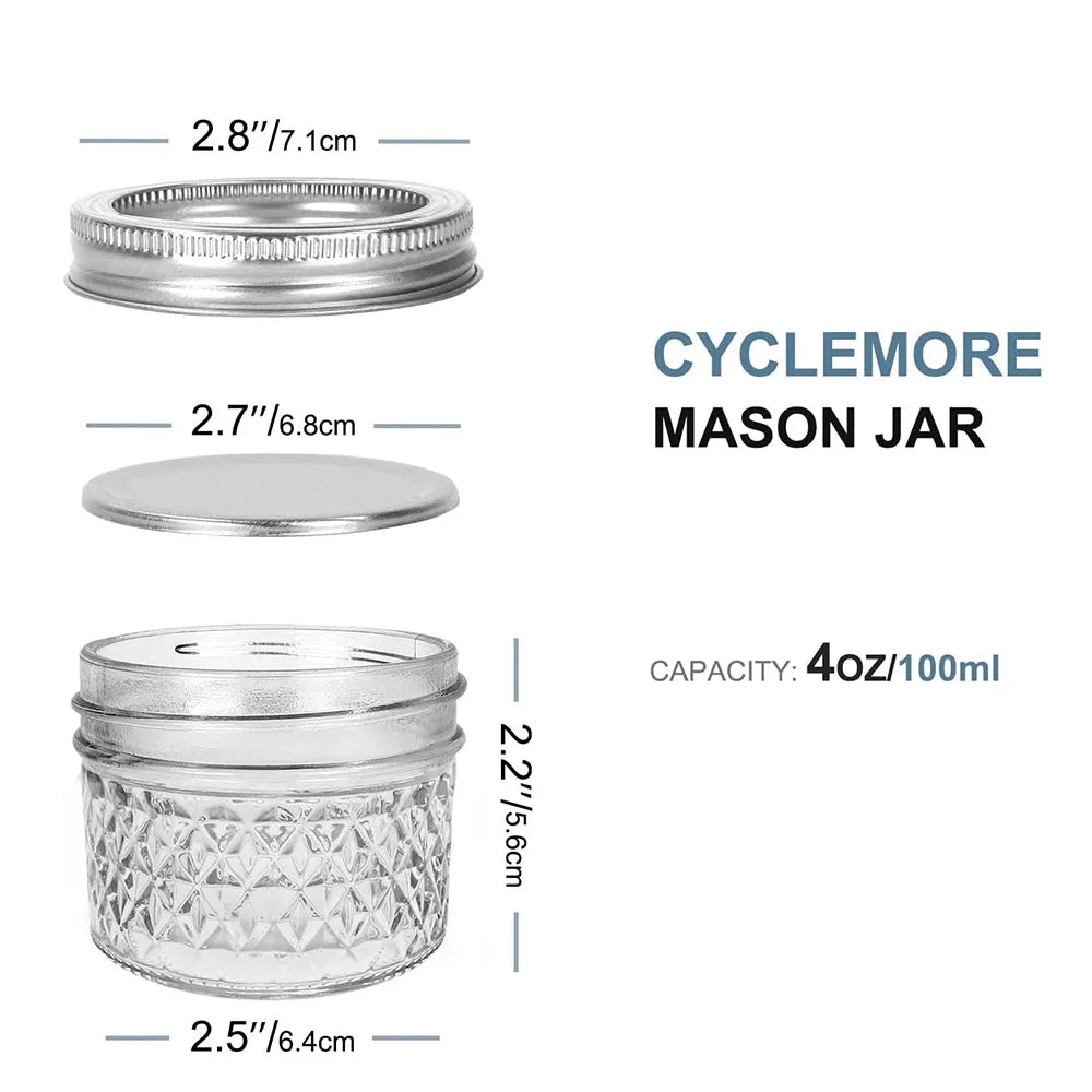 4oz Mini Vintage Glass Mason Spice Jars With Lid