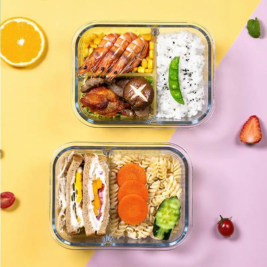 Multi-grid Glass Lunch Box Meal Prep Containers Glass Food Storage Containers With Lids