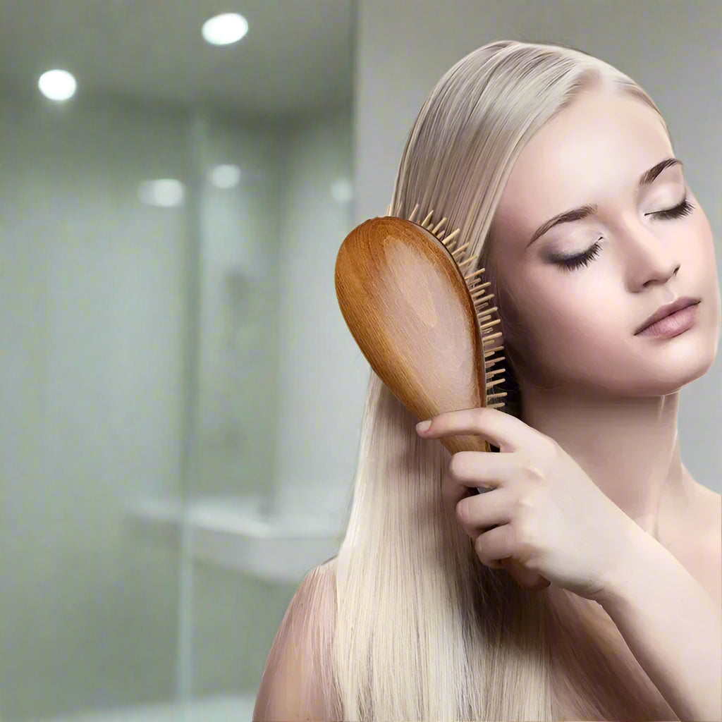 Women's Professional Air Cushion Hair Brush Made with Natural Wood