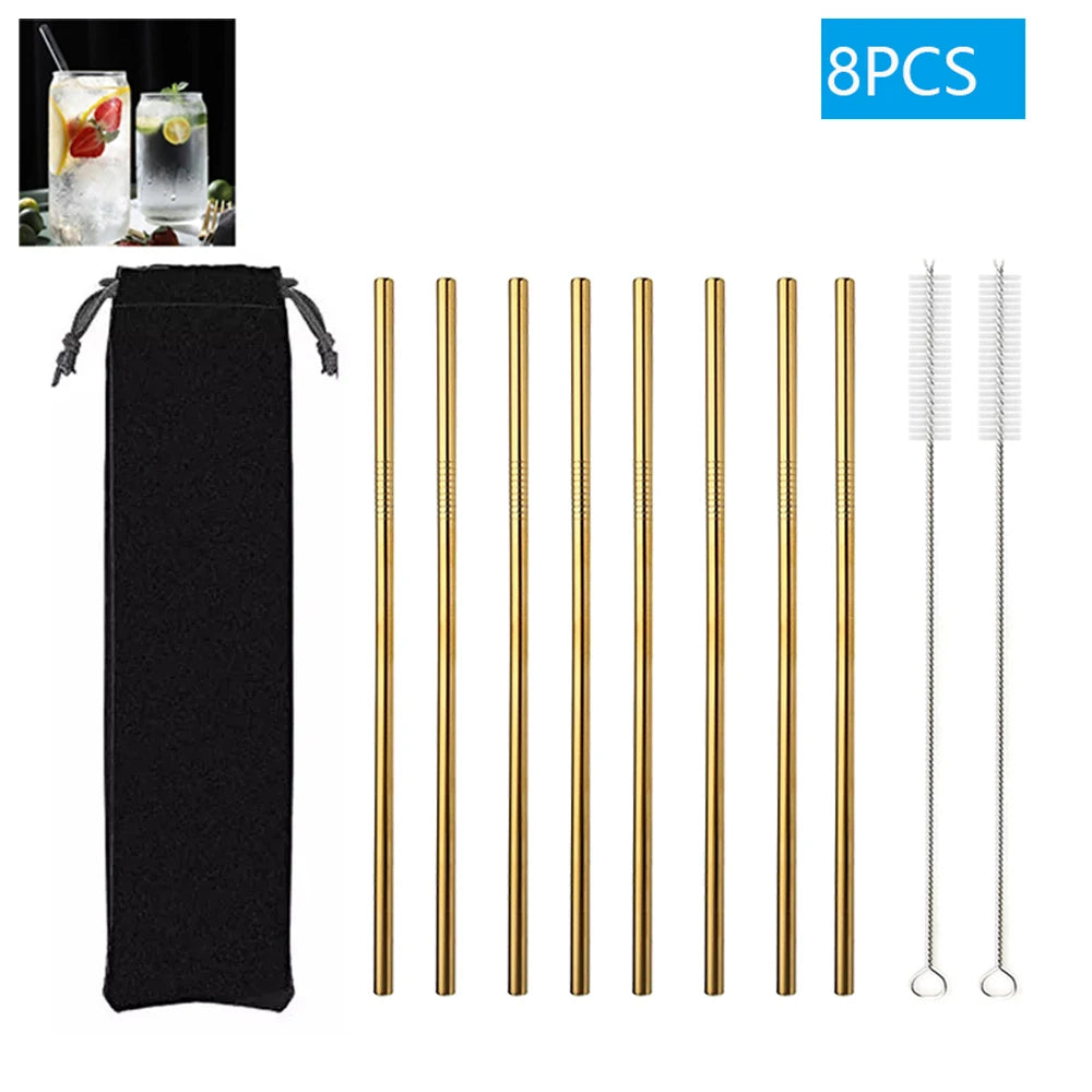 Multipack Glass and Metal Straws with Brushes Eco Friendly Reusable