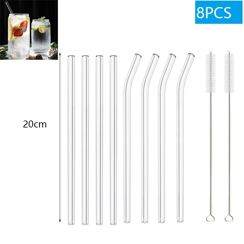 Multipack Glass and Metal Straws with Brushes Eco Friendly Reusable