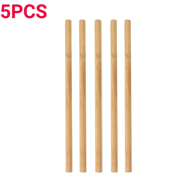 5/10pcs Reusable Bamboo Straws Natural Eco-friendly Bar Accessories