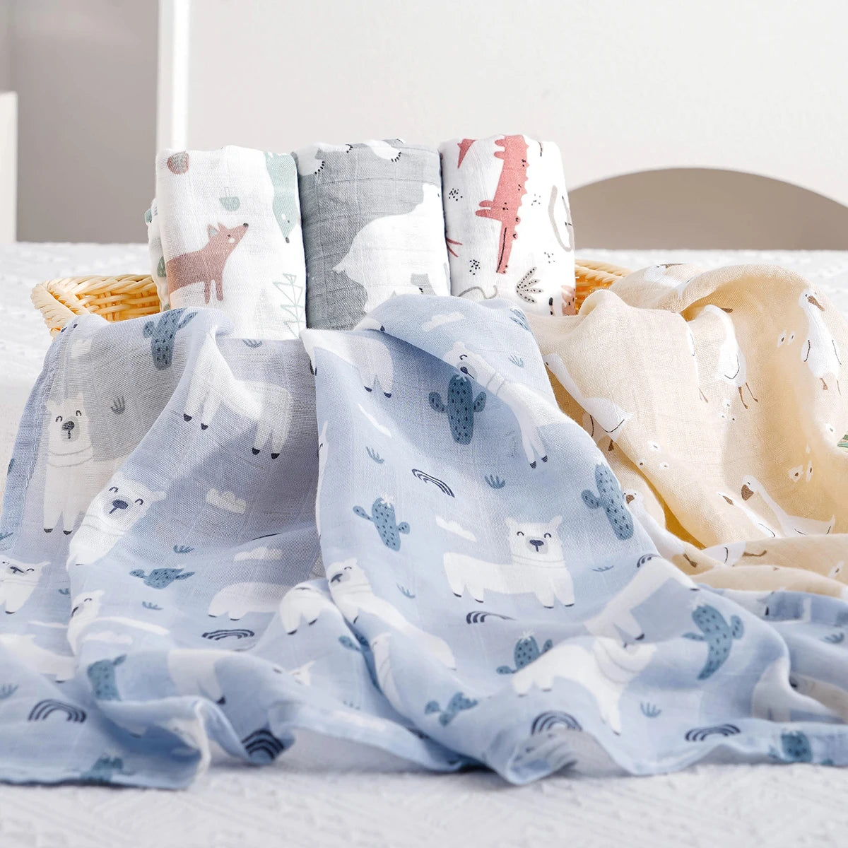 5 Pcs/Set Muslin Cotton Swaddle - Baby Blanket 60 x 60cm