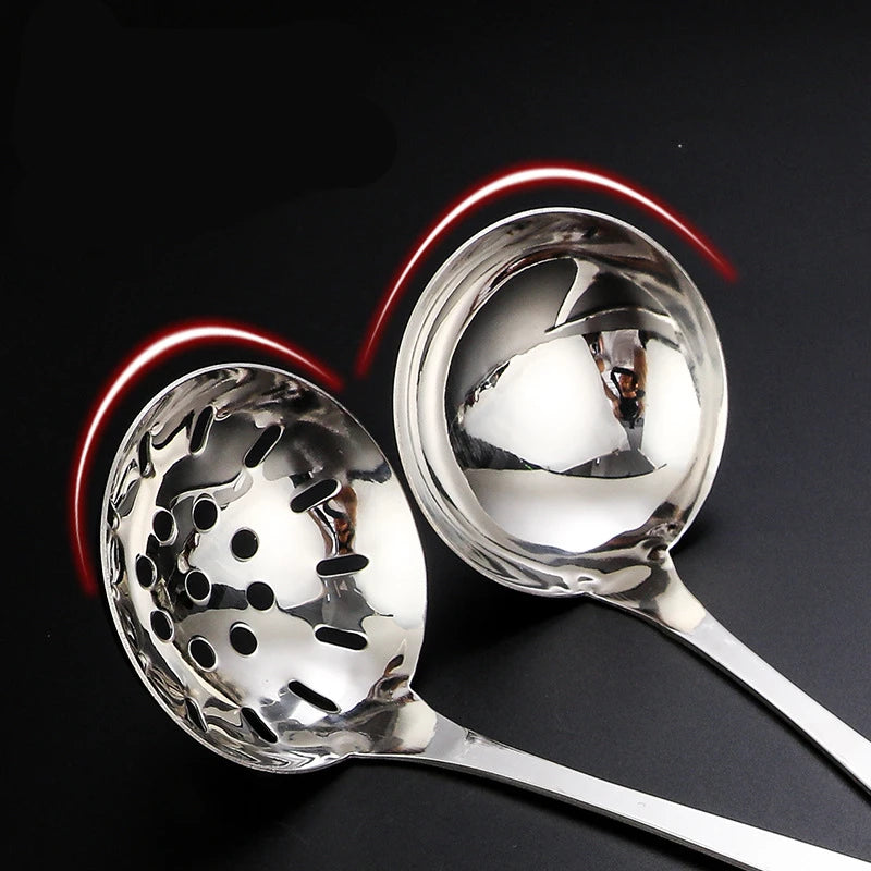 Long Handle Stainless Steel Spoon & Colander Kitchen Utensils