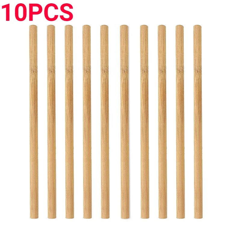 5/10pcs Reusable Bamboo Straws Natural Eco-friendly Bar Accessories