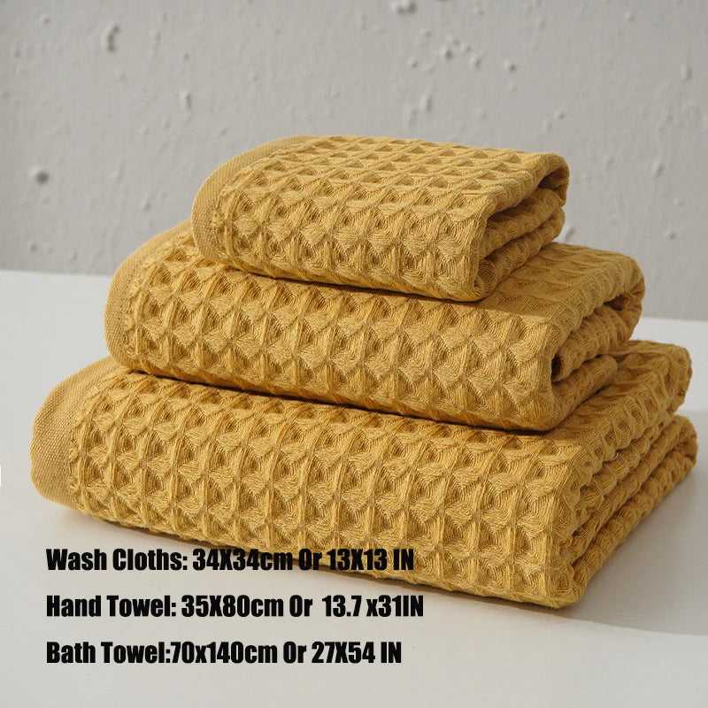 100% Cotton Waffle Bath Towel Set