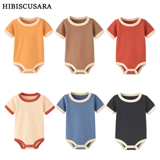 Organic Cotton Retro Summer Rompers Short Sleeve - Soft Skin-friendly
