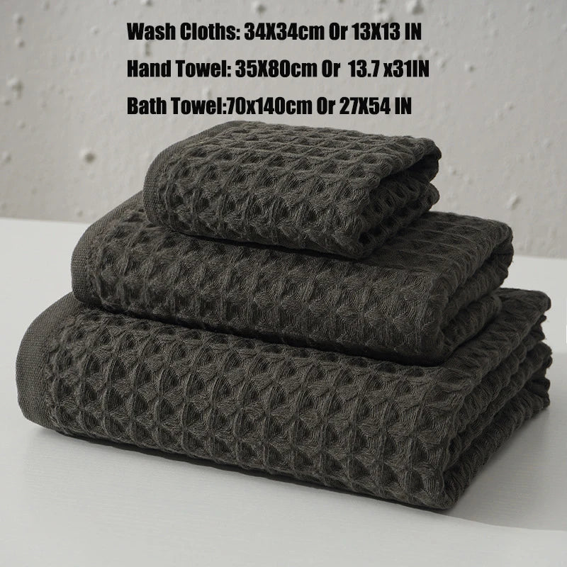100% Cotton Waffle Bath Towel Set